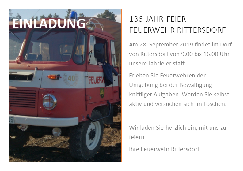 136-JAHR-FEIER  FEUERWEHR RITTERSDORF